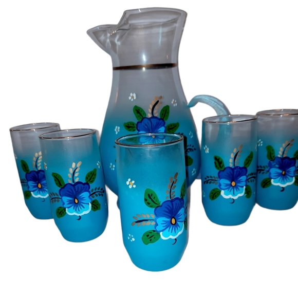 Other - Mid Century Retro Blendo Glassware. Hand Painted G